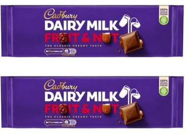 Caddbury Dairy Milk Fruit And Nut 300g - Enjoy The Delicious Flavour Of Caddbury's Chocolate Filled With Fruit And Nut - Pack of 2 x 300g