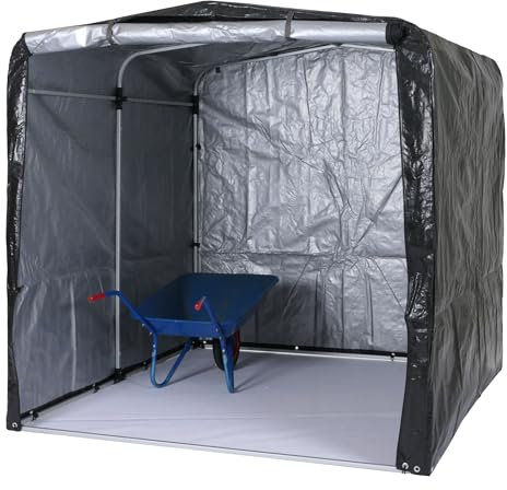 Mendler Gerätehaus HWC-N61, Gartenschuppen Geräteschuppen Gartenhaus, Alu UV-Schutz wasserfest, 201x201x201cm - anthrazit