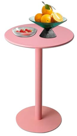 Junvstor Küchenbartisch, Tresen, Frühstücks-Esstisch, rosa Bistro-Cocktail-Getränketisch für Kneipe, runder Couchtisch, Beistelltisch aus Metall, Kleiner Akzenttisch für Wohnzimmer(48x48x72cm)