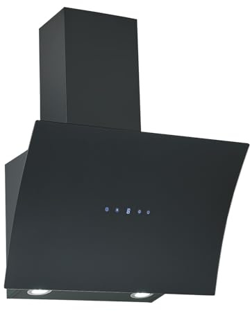 electriQ 60cm Curved Angled Hood with Touch Control - Black