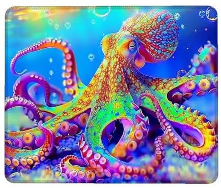 Tapis de Souris 340 x 280 mm, Tapis de Souris Gamer, Tapis de Souris Couleur à Bords Cousus, Base en Caoutchouc Antidérapant Tapis Souris Kraken, Imperméable Tapis de Souris Gaming pour Bureau Z-4