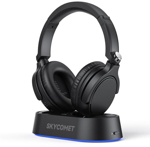 Auriculares inalámbricos para ver la televisión, auriculares inalámbricos para personas mayores con base de carga transmisor, auriculares Bluetooth de 65 horas compatibles con todos los televisores