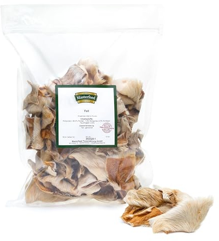 Masterfeed Kaninchenhaut mit Fell 20 cm, Getrocknet, 100% Natürlich, Kauartikel für Hunde, 5 kg