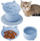 Partideal Anti Schling Napf Katze Erhöht,katzennapf erhöht Antischlingnapf Katze, Slow Feeder Katze Nassfutter,Blau Katzen Napf Mit Anti Rutsch Matte für Katzen und Kleine Hund