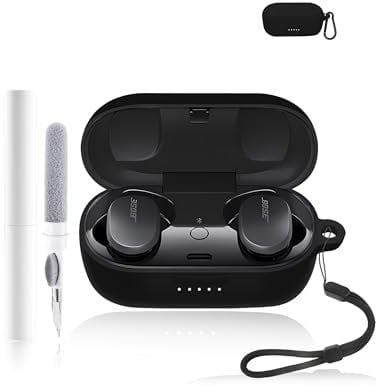 Silicone Protective Case for Bose QuietComfort Earbuds - Durable and Eco-Friendly Bluetooth Earphone Cover with Precise Holes - Black