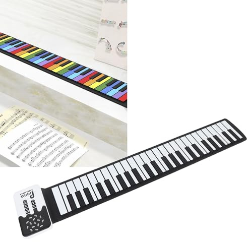 Roll-Up-Klavier, Kompaktes 49-Tasten-Roll-Up-Keyboard, Faltbares Klavier für Anfänger, Tragbare Elektronische Tastatur, Eingebaute Lautsprecher für Training und Üben