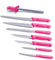 THE SMITHFIELD 8-Piece Professional Chef Knife Set with Canvas Roll-Up Wallet (Pink)