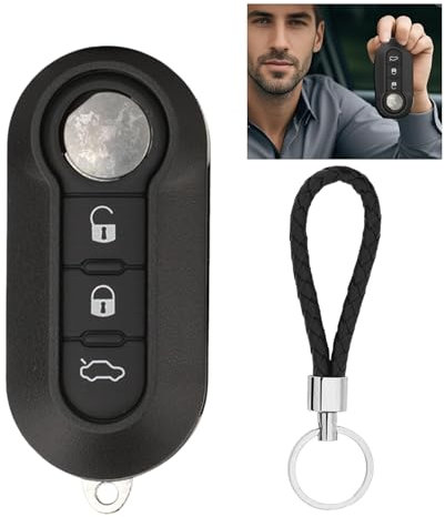 Coque Cle Fiat 500, Fiat Ducato, Cle Fiat 500, Fiat Grande Punto, Coque de Clé de Voiture Porte-Clés avec Porte-Clés pour Fiat 500 Ducato Punto Doblo, TéléCommande Coques Clé- 3 Boutons
