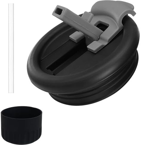 TABKSOLA Couvercle anti-fuite pour Stanley Quencher & H2.0, contient 1 couvercle, 1 fond et 1 paille, pour les voyages et l'extérieur, noir