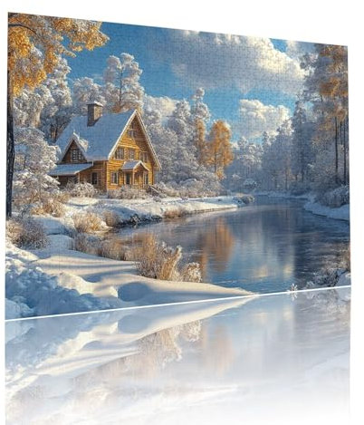 Landschaft Puzzle für Erwachsene Kinder Anspruchsvoll 3000 Teile Impossible Klassische Puzzles Schwer Schnee ab 8 9 10 Jahre Mädchen Jungen Jigsaw Kunst Educa, für Dekoration Geschenke 81x122cm t-119