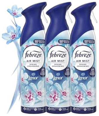 3 x Febreze Air Mist Air Freshener Spray 185ml, variety to choose from, bathroom and room air fresheners bundle (Spring Awakening)