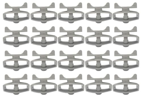 Lawnoval Lot de 20 tendeurs de clôture avec poignée pivotante pour grillage en plastique, câble métallique et corde à linge - Gris