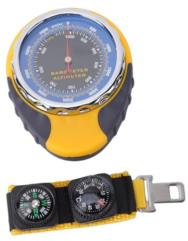 GEERYZHE Zeiger-Höhenmesser, Barometer, Kompass und Temperaturmesser – Multifunktionales Tragbares Höhen-, Luftdruck- und Temperaturmessgerät Zum Wandern, 0–5000 M / 580–1040 HPa / -30–50 °C