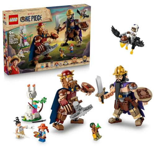 LEGO ONE PIECE Dorry vs. Brogy – Giants of Little Garden - Interactive Toy w/ 2 Action Figures & 5 Minifigures - Gift for 9+ Year Old Boys, Girls & Fans - 75644