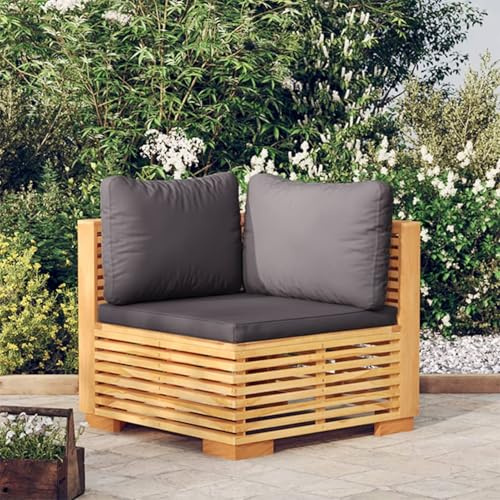 HOMELEN Garten-Ecksofa mit Dunkelgrauen Kissen Massivholz Teak,Garten-Lounge-Set, Balkonmöbel Set, Gartenmöbel-Sets Unterhaltungssets, Balkon Sofa Lounge Geeignet für Gärten Terrassen