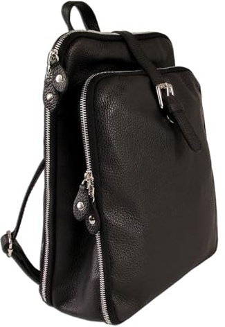 Toscanto Rucksack schwarz Leder Cityrucksack ORTM102RS
