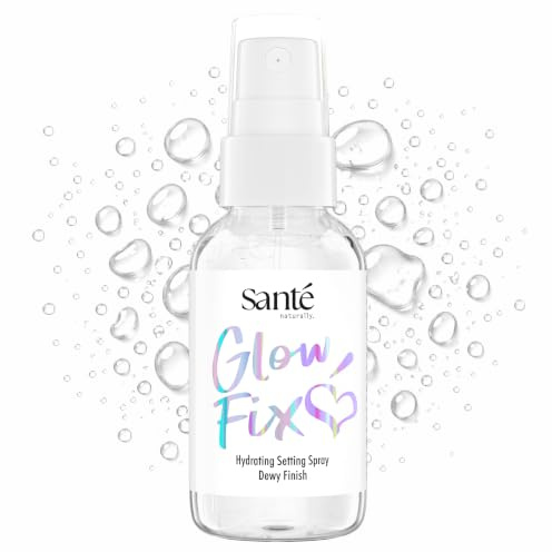 Santé naturally. Glow Fix Spray 3 en 1 avec extrait de squalane, glycérine et banane - Fixe le maquillage, hydrate et laisse une finition rosée - Végétalien et sans alcool - 50 ml