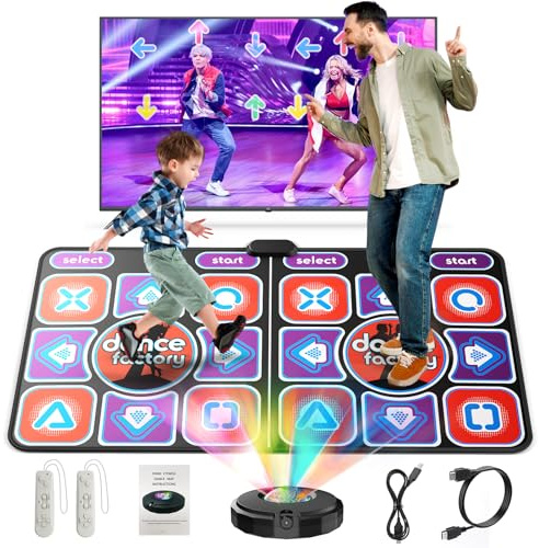 Mechprip Tanzmatte für TV mit Kamera, Doppel-Tanzmatte für Kinder und Erwachsene, Dance Mat mit 4-Taste, 6-Taste, Einzelspielerund Zweispieler-Modus, rutschfeste Tanzunterlage für Mädchen und Jungen