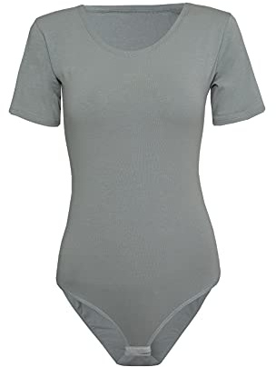 Evoni Damen Body kurzarm grau L