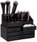 Relaxdays Make Up Organizer klein, 2-teilige Schmink Aufbewahrung Acryl, mit Lippenstifthalter und 4 Schubladen, schwarz