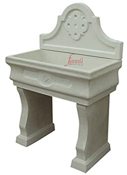 Fanuli manufatti - Pila imperiale in cemento bianco e graniglia per esterno, Lavatoio per giardino, Acquaio,Lavello da balcone