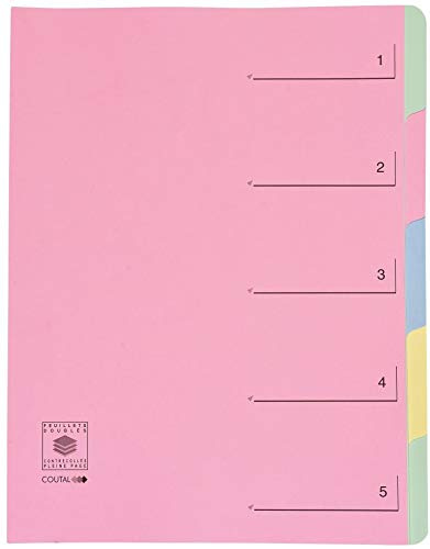 COUTAL Ordnungsmappen, 5 Register mit 5 Registern, Rücken ausziehbar, bedruckt, Rosa