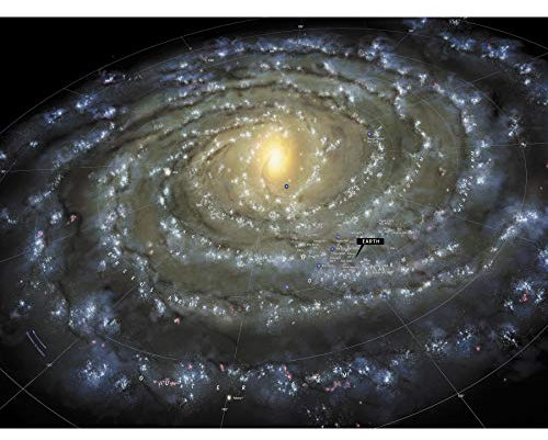 Artery8 Space Map Milky Way Galaxy Spiral Stars Solar System Large Wall Art Poster Print Thick Paper 18X24 Inch Platz Karte Sterne Wand Poster drucken