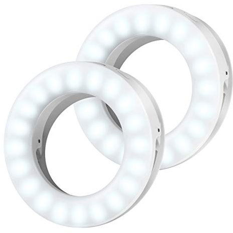 Criacr Selfie Licht, Ringlicht Handy, Selfie Ring Licht, USB Wiederaufladbar Ringlicht mit 3 Einstellbare Helligkeiten, Ringleuchte für Fotografie und Handy/Tablet (2 Pack)
