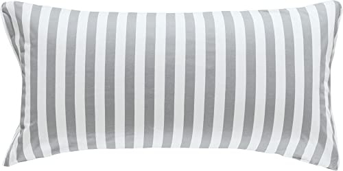 Erwin Müller Wende-Kissenbezug, Kissenhülle Single-Jersey Streifen Silber-weiß Größe 40x80 cm - mit Paspel, temperaturausgleichend, formstabil, pflegeleicht, mit praktischem Reißverschluss