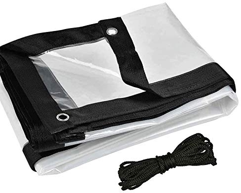 QIAOH Bâche Impermeable Exterieur Transparente 6x7m, Bâche Armée Transparente À L'épreuve des Déchirures Réversible Extérieure avec Œillets Et Bords Renforcés,Transparent
