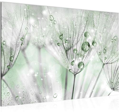 Runa Art Bild Pusteblume Modern Wandbilder Wohnzimmer Schlafzimmer 1 Teilig - Made In Germany - Natur Grün Grau Flur 019915b