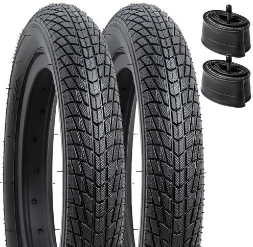 YunSCM 2er-Pack Kid Bike Reifen 12.5 Zoll Mantel 54-203 12 1/2x2 1/4 (12.5x2.25) Plus 2er-Pack 12.5 Zoll Schlauch 12 1/2x2 1/4 AV32mm Ventil kompatibel 62-203 12 1/2x2 1/4 57-203 Reifen und Schlauch