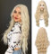 Lange Platinblonde Haar Perücke ATAYOU Langes Gewelltes Lockiges Blond Kleines Lace Front Perücke Synthetische Hellblonde Perücke Wig Für Dägliches Cosplay (Blonde@600)