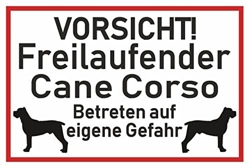 Samunshi® Aufkleber Vorsicht Cane Corso - Schild Sticker Hinweisschild Warnschild Vorsicht Hund 30 x 20cm Vorsicht Cane Corso schwarz
