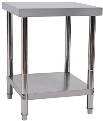 Arbeitstisch Edelstahl Werkbank Arbeitstisch Belastbarkeit 300/400kg Lebensmittel Zubereitungstisch mit Füßen/Nachlauf Gewerbliche Arbeitstisch (mit Füßen 60 x 60 x 80cm)