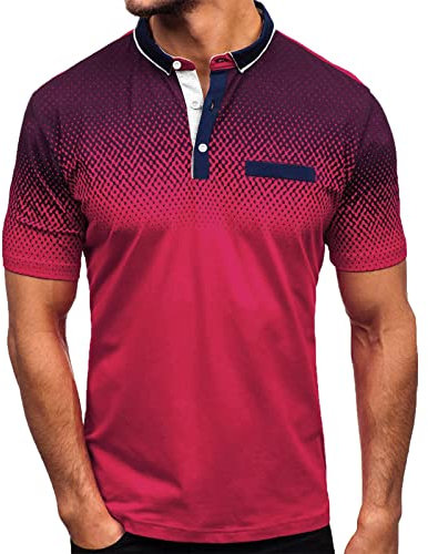 NQyIOS Mens Long Sleeve Polos with Classic Plaid Splice Golf Polo Shirts Mens Shirts Short Sleeve Sales Clearance Golf Polo Shirts for Men UK Blouse Red