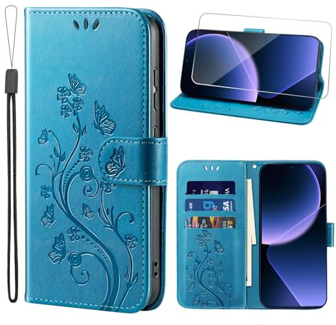 Ciciber Ttusy Handyhülle für Google Pixel 7 Hülle Premium PU Leder, Klappbar Schutzhülle und Schutzfolie, Flip Wallet Case stoßfest Tasche mit Kartenfach Klapphülle Motiv, Blau