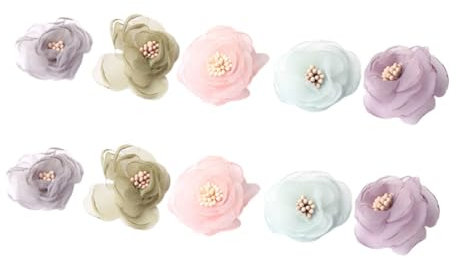 NUOBESTY 10st Chiffon-blumen Blumenzubehör Aus Stoff Chiffon-rosenstoff Handgemachte Zubehör Für Blumenkragen Stoff Handwerk Blumen Diy Für Kleidung Schäbige Blumen Dauerwelle