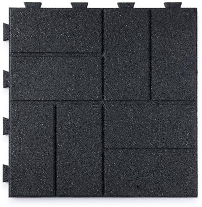 Playsafer Ziegelgummi-Fliesen, ineinandergreifend, 40,6 x 40,6 cm, einfache Installation für den Innen- und Außenbereich (Dunkelgrau, 20 Fliesen)