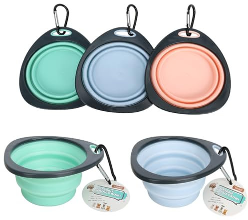 Gamelle Chien Pliable, 3 Pièces Bol pour Chien Portable Pliable en Silicone Gamelles de Voyage pour Chien et Chat