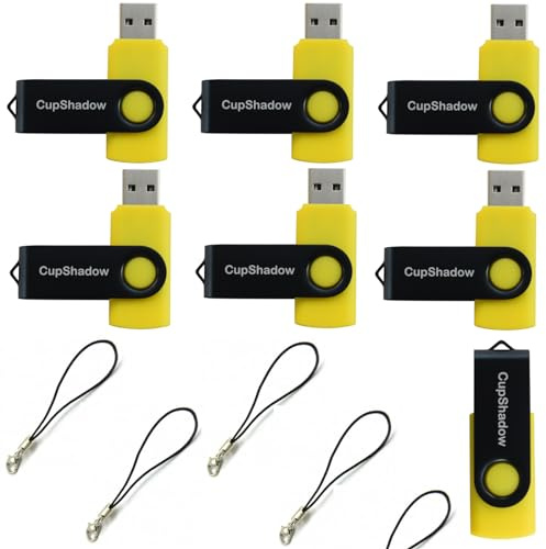 lcwamy 8GB USB Flash Drive 15 Pack Bulk USB Flash Drive 8GB Thumb Drive 15 Pack USB2.0 Flash Drive Bulk Thumb Drives Bulk CupShadow (Yellow)