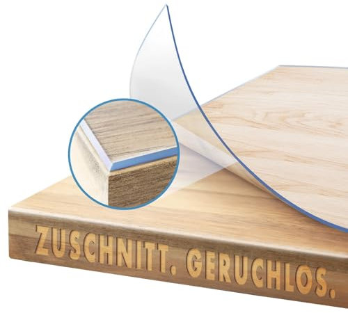KARAT Transparente Tischfolie mit abgeschrägter Kante - Tischdecke nach Maß, Größe wählbar - Folie, Schutzfolie glasklar, Tischschutz Crystal (B:120 x L:80 cm)