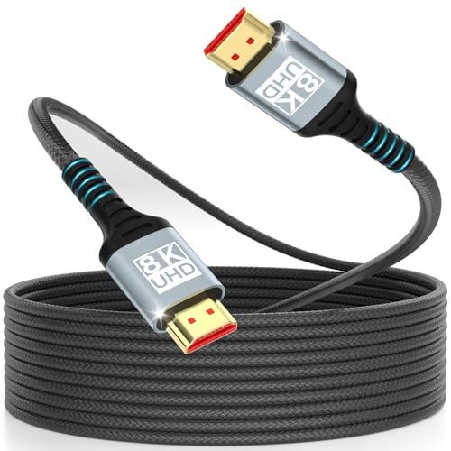 woednx Cable HDMI 8K 5Metros,Ultra Alta Velocidad HDMI Cable 2.1 8K@60Hz 4K@120Hz 7680P HDR10 eARC 3D HDCP 2.2 & 2.3,Compatible con PS5,PS4, X Box HDTV Player/Monitor/Laptop