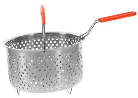 FUNOMOCYA Runder Edelstahl-dämpfkorb Für Gemüse Und Fisch Hochwertiger Dampfeinsatz Für Kochtöpfe Zum Dampfgaren Und Frittieren Praktischer Ölfilter Für Schnelles Abtropfen