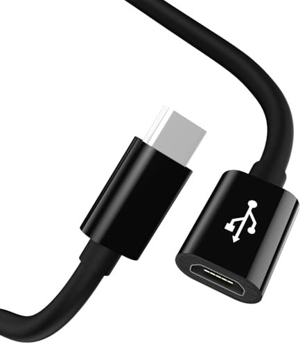 pluX USB-C Male to Micro USB Female Adapter - 15cm/6 Inch Charging Cable Adapter Converter Extender