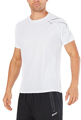 2XU Men BSR Active Short Sleeve Tee Short Sleeve Top - White/White, M