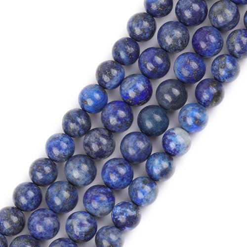 SHGbeads Blauer Lapislazuli Edelstein lose Perlen natürliche Energie Heilkraft für Schmuckherstellung, rund, 8 mm, 38,1 cm, 8mm Blue, 8 mm