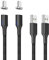 NetDot Gen10 USB-C Nylon Braided Magnetic Fast Charging Cable with Side LED compatible with Type-c Device(2m/2 pack black)