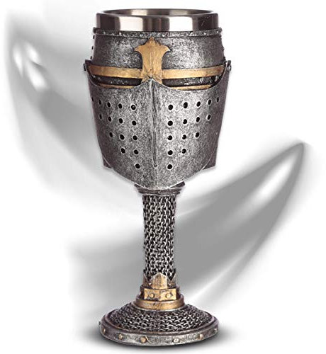 Deko Kelch ''Lancelot'' - Ritterhelm-Weinkelch (160ml) - Höhe 19 cm - Dekoration Mittelalter Fantasy