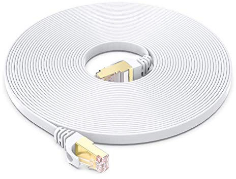 BUSOHE Cable Ethernet Cat 8 de 5M, Cable de Red Plano RJ45 Gigabit LAN de Alta Velocidad, Cable de Conexión a Internet de 40Gbps y 2000Mhz para Switch, Rúter, Módem, Panel de Conexión, PC (Blanco)
